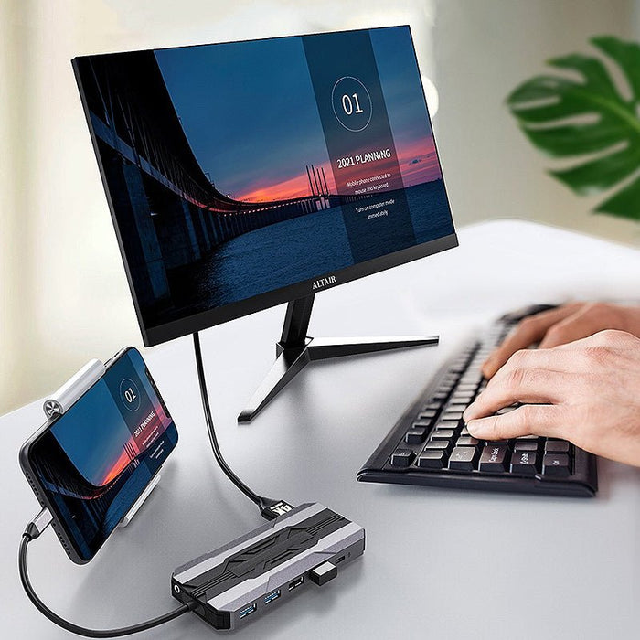 13-in-1 USB 3.0 Type-C Docking Station - USB2.0, USB3.0, USB-C Data, PD100W, 4K HDMI, VGA, Network, SD/TF&MS Card Reader, 3.5mm Audio - Multiport Hub for Phone, TV, Tablet, Laptop - Shopsta EU