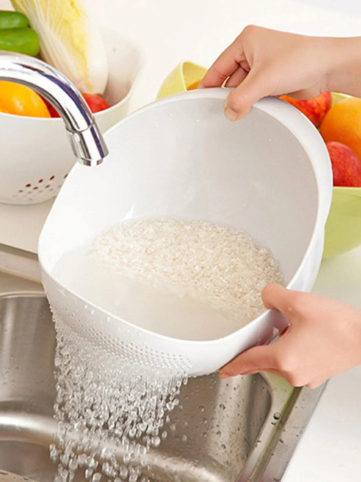 1PC-Silicone Colander Rice Bowl Drain Basket Fruit Bowl Washing Drain Basket with Handle Washing Basket Home Kitchen Organizer - Shopsta EU