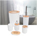 6-Piece Bamboo & Plastic Bathroom Set — Bin, Toilet Brush, Lotion Pump, Soap Box, Toothbrush Cup & Mouth Cup