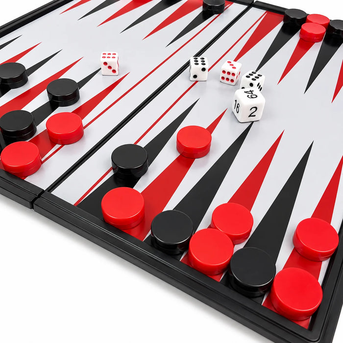 Folding Magnetic Backgammon Board 19.1 x 19.7cm – Portable Travel Game