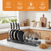Expandable Pan Organiser Rack with 10 Adjustable Dividers — Pot Lid Holder for Kitchen Cupboards