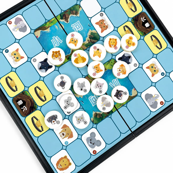 Folding Magnetic Animal Chess Board - 24.8 x 25cm Portable Travel Game for Ages 5+
