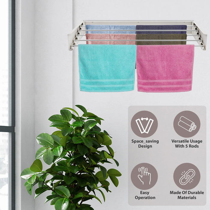 100cm Wall-Mounted Folding Airer — Extendable Towel & Clothes Drying Rack