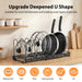 Expandable Pan Organiser Rack with 10 Adjustable Dividers — Pot Lid Holder for Kitchen Cupboards