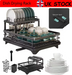2-Tier Stainless Steel Dish Rack — Large Capacity with Cutting Board Holder & Drainboard