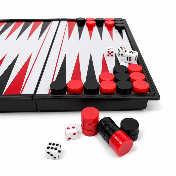 Folding Magnetic Backgammon Board 19.1 x 19.7cm – Portable Travel Game