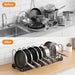 Expandable Pan Organiser Rack with 10 Adjustable Dividers — Pot Lid Holder for Kitchen Cupboards