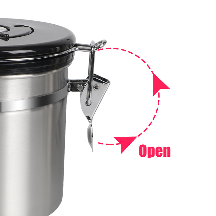 Stainless Steel Coffee Canister with Airtight Lid & CO2 Valve — 1.2L / 1.8L