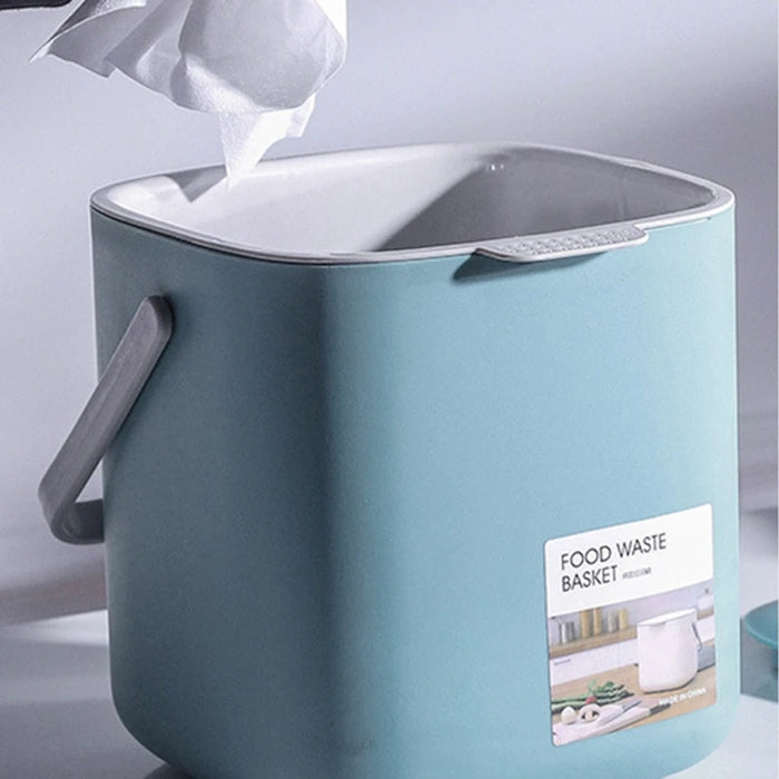 Portable 2-Tier Kitchen Waste Bin with Handle — 4L Compost Drainer