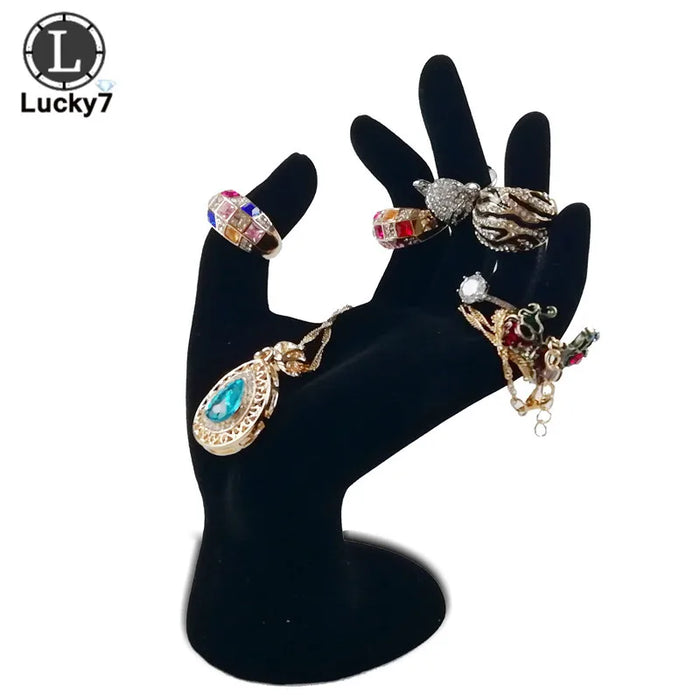 Velvet OK Hand Jewellery Display – Black, 12×11×17 cm