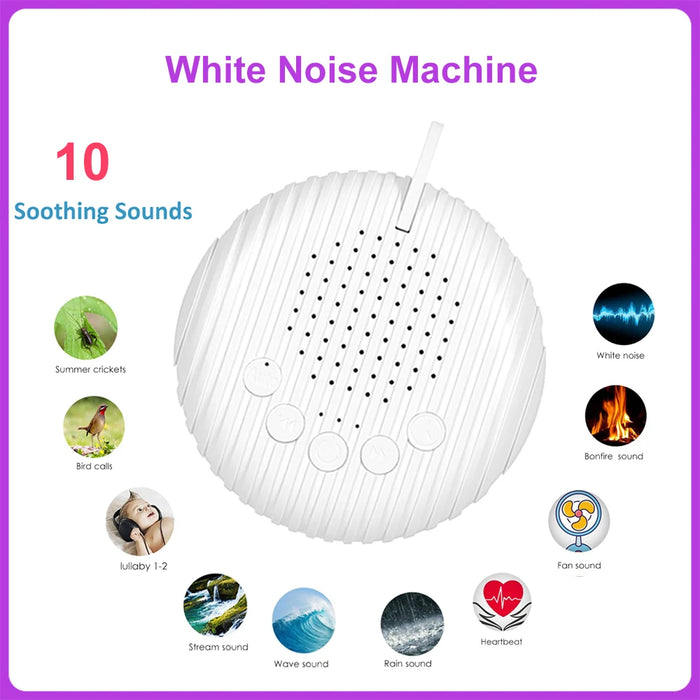 Portable Baby White Noise Machine — 10 Soothing Sounds, Rechargeable, Timer & Auto Noise Detection