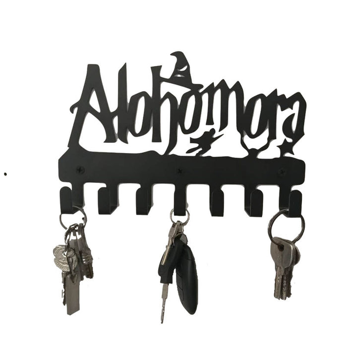 Alohomora Letter Metal Wall Key Holder — 7-Hook Decorative Organiser