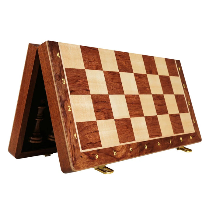 Wooden Folding Chess Set — 39×39cm Traditional Handcrafted Pieces
