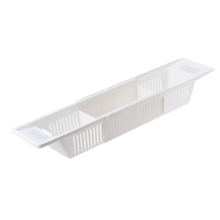 Adjustable Plastic Bathtub Caddy Tray – Retractable Bath Storage Rack