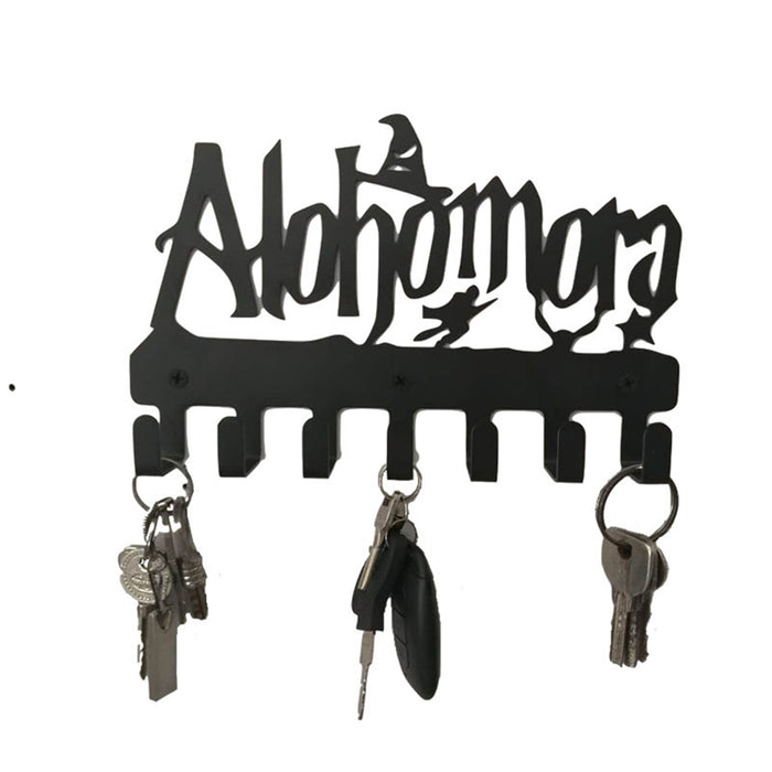 Alohomora Letter Metal Wall Key Holder — 7-Hook Decorative Organiser