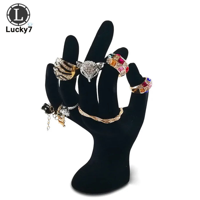 Velvet OK Hand Jewellery Display – Black, 12×11×17 cm