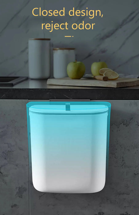 7L/9L Wall-Mounted Lidded Bin for Cabinet Door — Hanging Paper Basket for Kitchen, Bathroom & Living Room