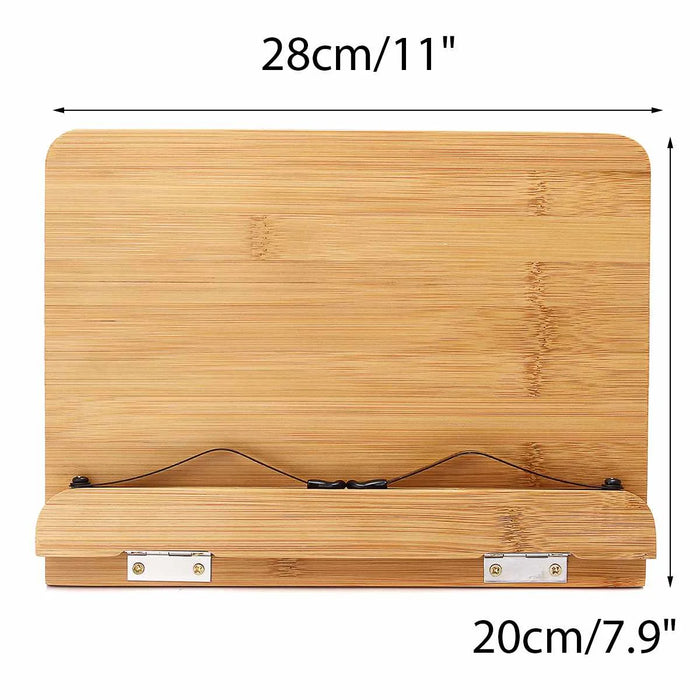 Bamboo Adjustable Book Stand – Portable Folding Book & Cookbook Holder 28×20cm