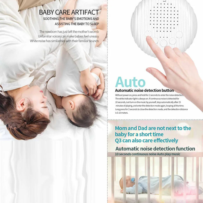 Portable Baby White Noise Machine — 10 Soothing Sounds, Rechargeable, Timer & Auto Noise Detection