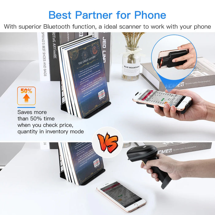 EY-017 Clip-on 2D Bluetooth Barcode Scanner – 1D/QR for Android & iOS