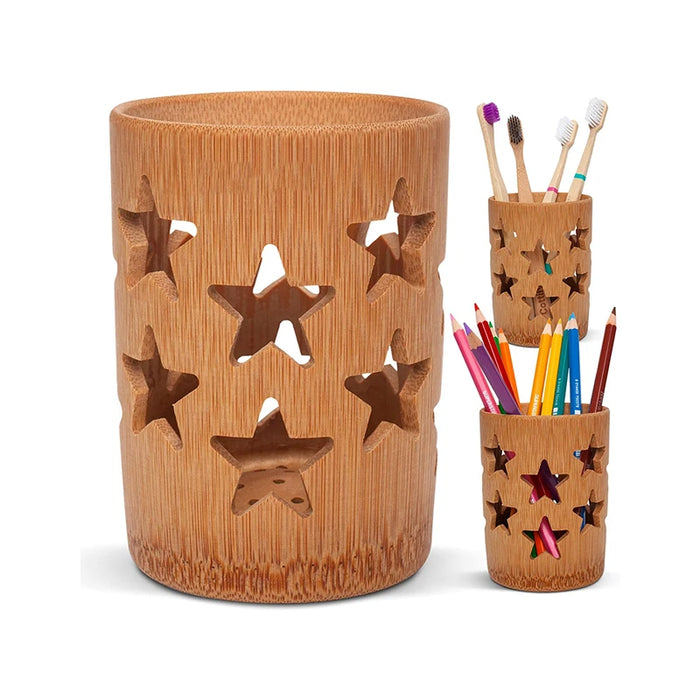 Bamboo Toothbrush Holder Cup – Ventilated Drainage Toothbrush Drainer, Biodegradable 10cm