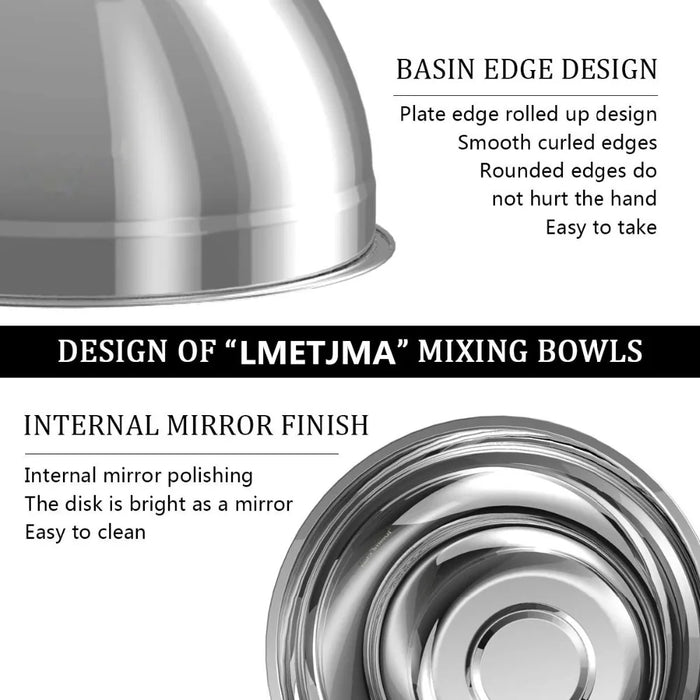Stainless Steel Nesting Mixing Bowls — Non-Slip Whisking Set (6-piece)