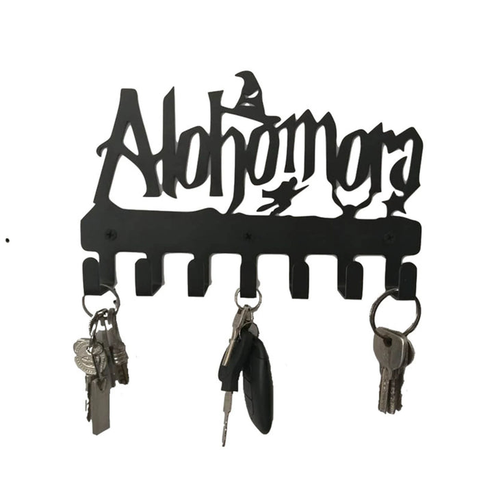 Alohomora Letter Metal Wall Key Holder — 7-Hook Decorative Organiser