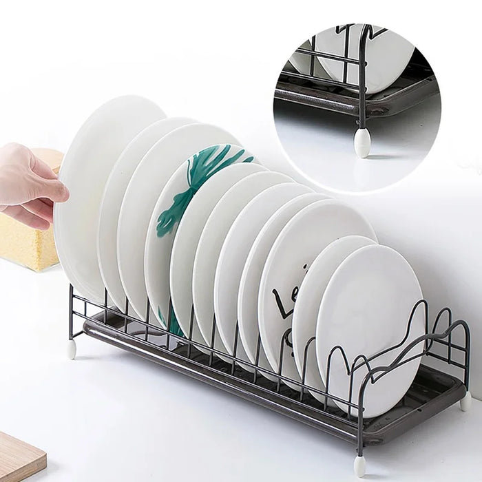 Iron Dish Drying Rack with Tray – Compact Kitchen Drainer, Black, 40.5×19×11 cm