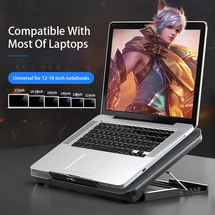 Gaming Laptop Cooler for 12–16 inch Notebooks | Dual Fans & Adjustable Wind Speed