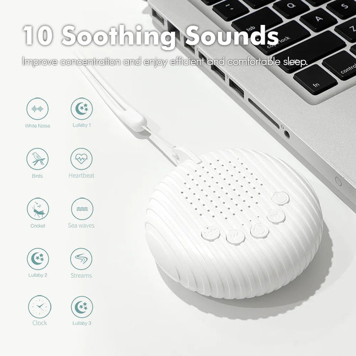 Portable Baby White Noise Machine — 10 Soothing Sounds, Rechargeable, Timer & Auto Noise Detection