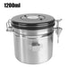 Stainless Steel Coffee Canister with Airtight Lid & CO2 Valve — 1.2L / 1.8L