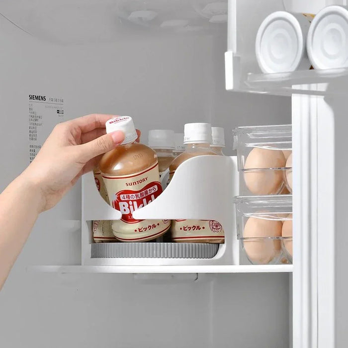 Rotating Fridge Organiser Bin – Soda Can & Bottle Holder, 360° Access