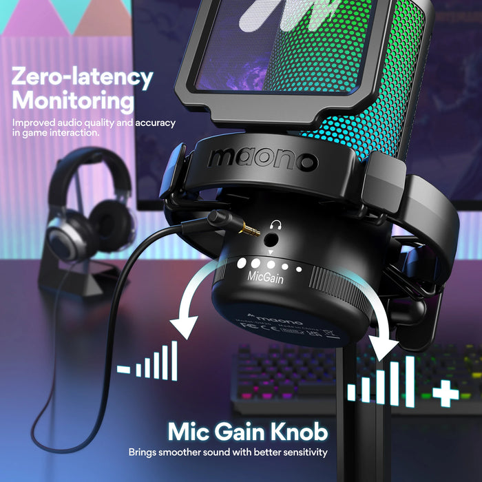 DGM20 USB Gaming Microphone — RGB, ENC Noise Reduction & Tap-to-Mute