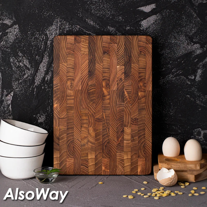 Large Teak Wood Cutting Board — 16.5 x 11.8 in or 13.3 x 9.5 in, 1 in Thick
