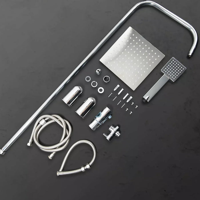 Square Stainless Steel Shower Head Set with 8-inch Rainfall & Mixer