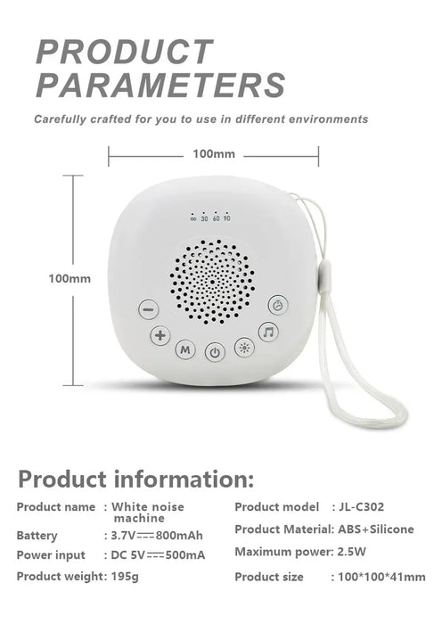 Portable Baby Soother — White Noise, Lullabies & Smart Noise Detection