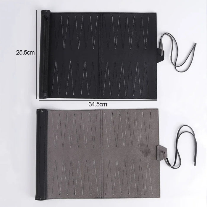 Roll-up Backgammon Set — Portable Foldable PU Leather Travel Board