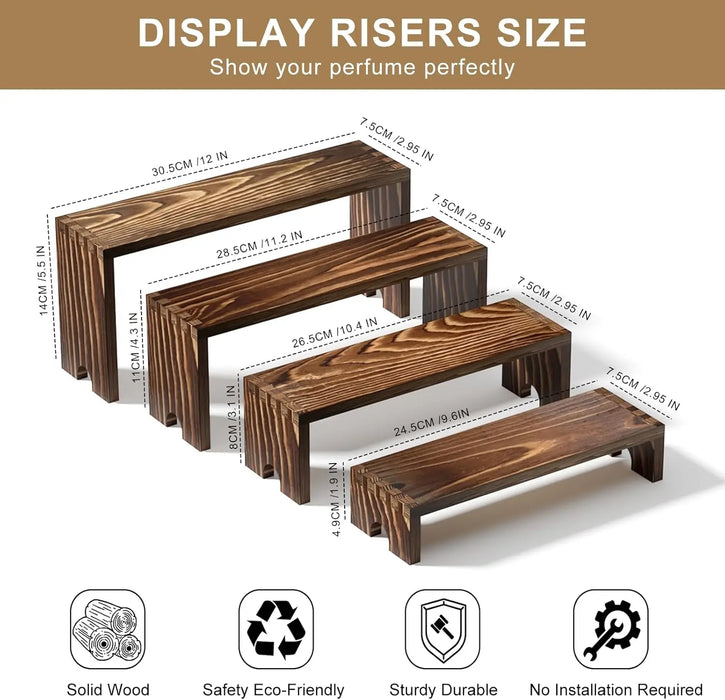 Stackable Wooden Tiered Riser Stands – Cupcake & Dessert Display (4 or 8pcs)