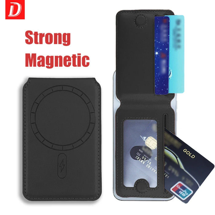 Leather MagSafe Magnetic Card Holder Wallet for iPhone 12–16 (Pro/Max/Plus)