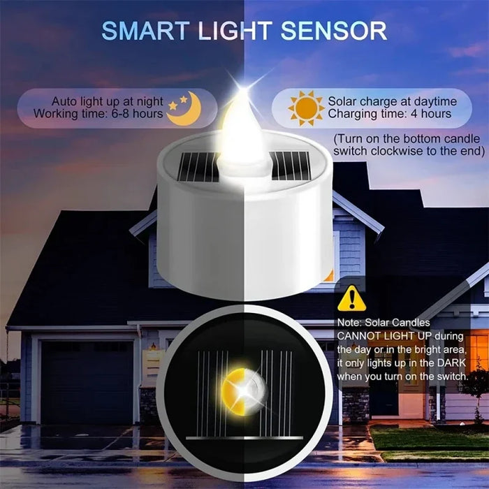 Solar LED Flameless Candle — Waterproof Outdoor Night Light for Parties