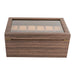 24-Slot Watch Box — Brown PU & Wood Display Case with Glass Lid