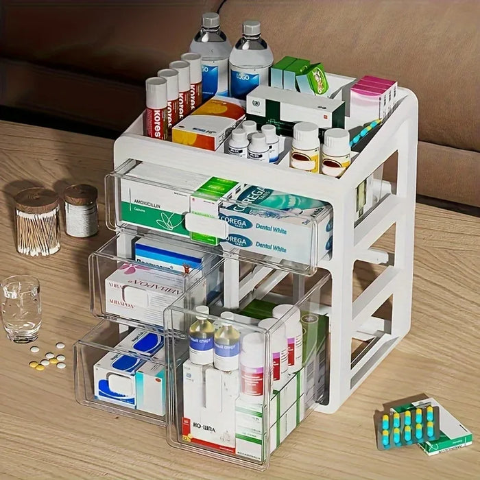 Drawer-style medicine organiser — large-capacity multi-purpose storage box