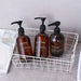 3‑Pack Amber Reusable Shampoo & Body Wash Dispensers with Printed Labels (500ml)