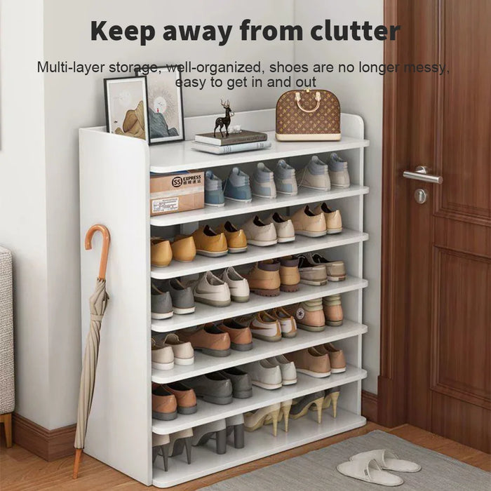 5/7/8-Tier Freestanding Shoe Rack — White MDF Organiser for Entryway