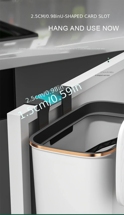 Hanging Bin for Cabinet Door with Lid — Wall-Mounted Kitchen & Bathroom Bin