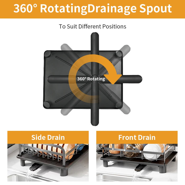 2-Tier Dish Drainer Rack with Utensil Holder – Space-Saving Metal Drying Rack