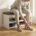 2-Tier Wooden Shoe Bench – Seat & Shoe Rack for Hallway, Entrance (White)