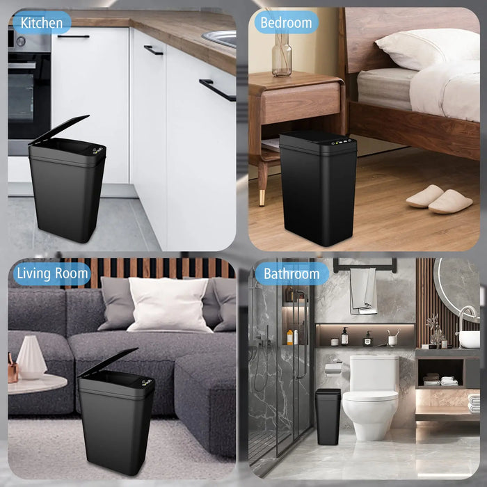 Slim Touchless Motion Sensor Bin with Lid — 12L (approx. 3.5 gal)