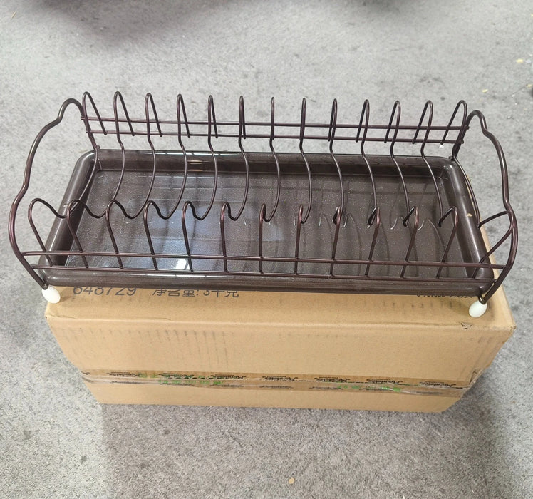 Iron Dish Drying Rack with Tray – Compact Kitchen Drainer, Black, 40.5×19×11 cm