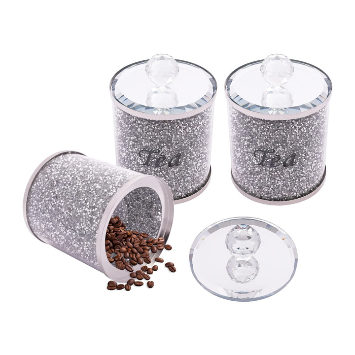 3-Piece Glass Canister Set with Stainless Steel Lids — Airtight Food Storage (10 x 14cm)